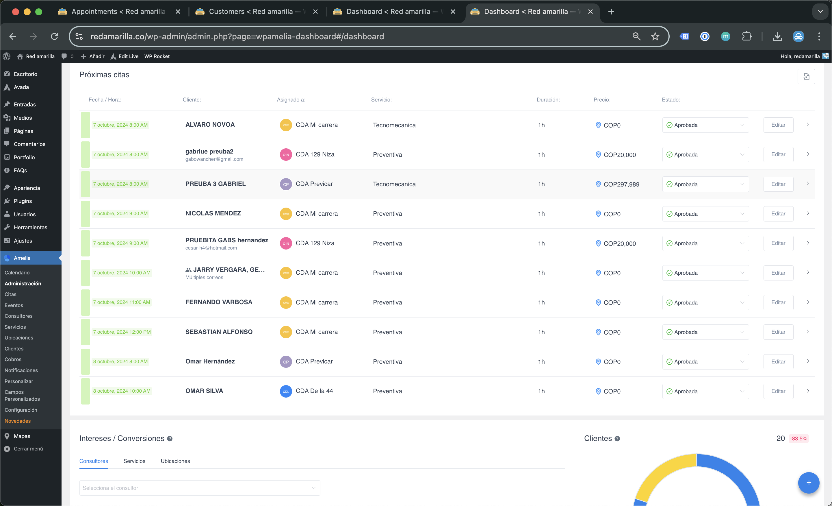 "Appointments not visible in the Amelia plugin calendar on WordPress ...